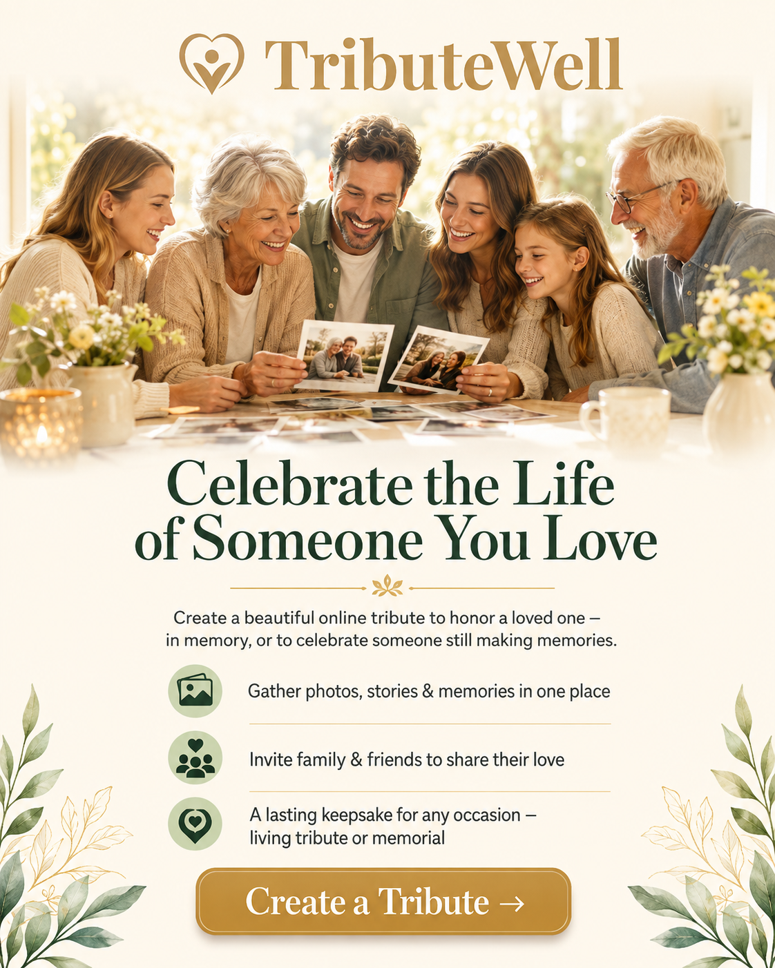 TributeWell QR code, photo uploads and sharing memories